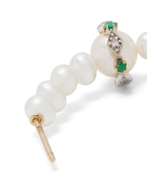 Browns Pascale Monvoisin 9K Yellow Gold Chelsea N°1 Pearl And Diamond Hoop Earring | Browns Fine Earrings