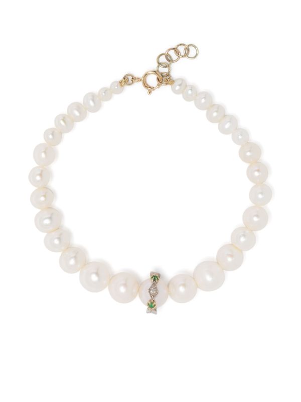 browns Pascale Monvoisin 9K Yellow Gold Chelsea N°2 pearl and diamond bracelet | Browns Fine Bracelets
