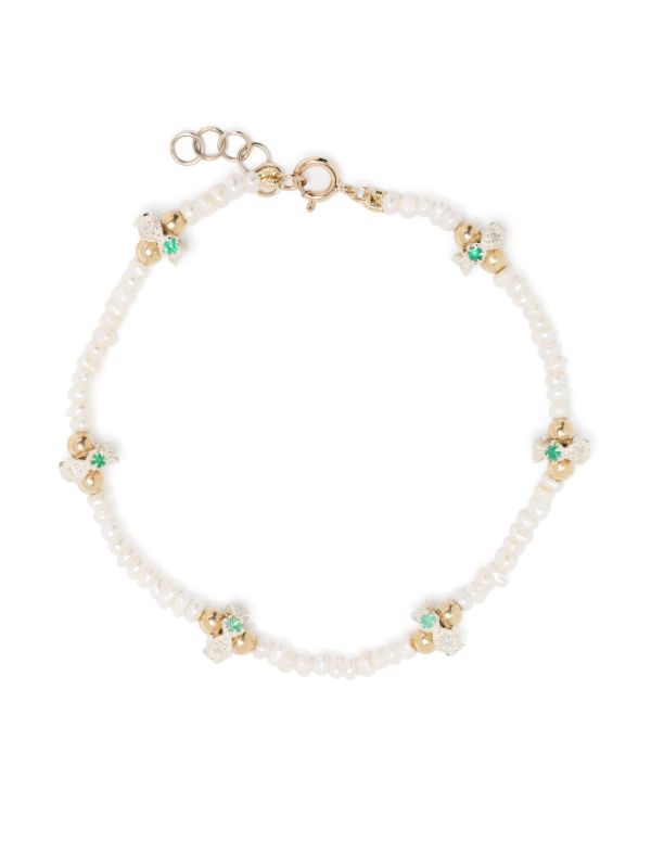 browns Pascale Monvoisin 9K Yellow Gold Chelsea N°2 pearl and diamond bracelet | Browns Fine Bracelets