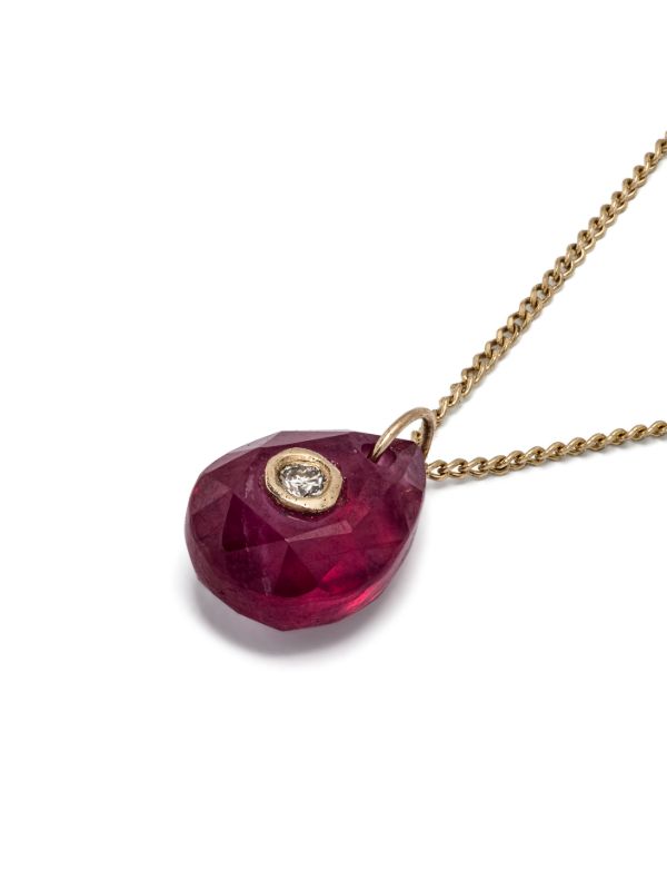 Browns Pascale Monvoisin 9K Yellow Gold Orso Ruby And Diamond Necklace | Browns Fine Earrings