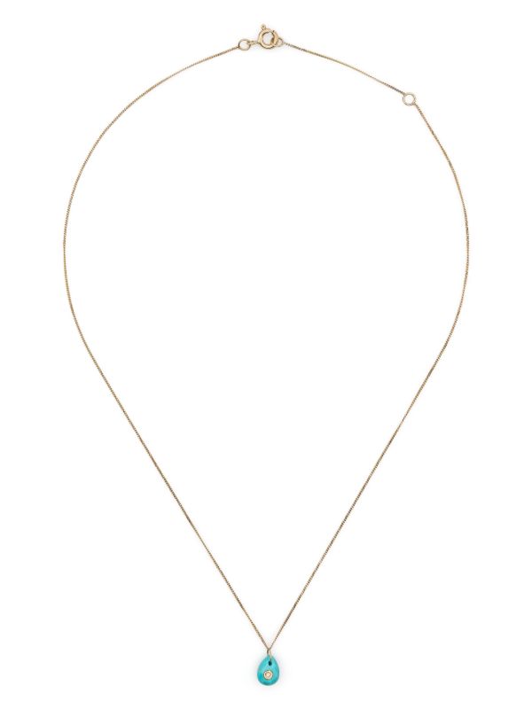 browns Pascale Monvoisin 9K Yellow Gold Orso Turquoise And Diamond Necklace | Browns Fine Necklaces