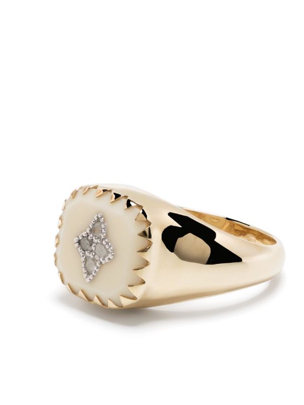 Browns Pascale Monvoisin 9kt Yellow Gold Pierrot Bakelite Diamond Signet Ring | Browns Fine Rings