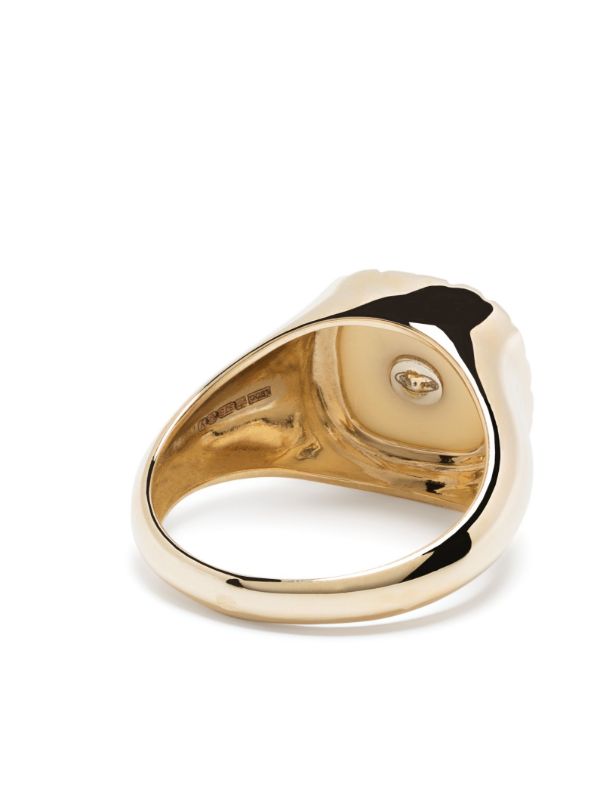 Browns Pascale Monvoisin 9kt Yellow Gold Pierrot Bakelite Diamond Signet Ring | Browns Fine Rings