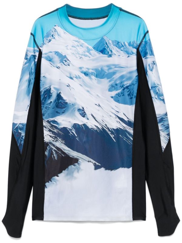 browns Perfect Moment Blue Landscape-Print Top | Browns Performance T-Shirts & Vests