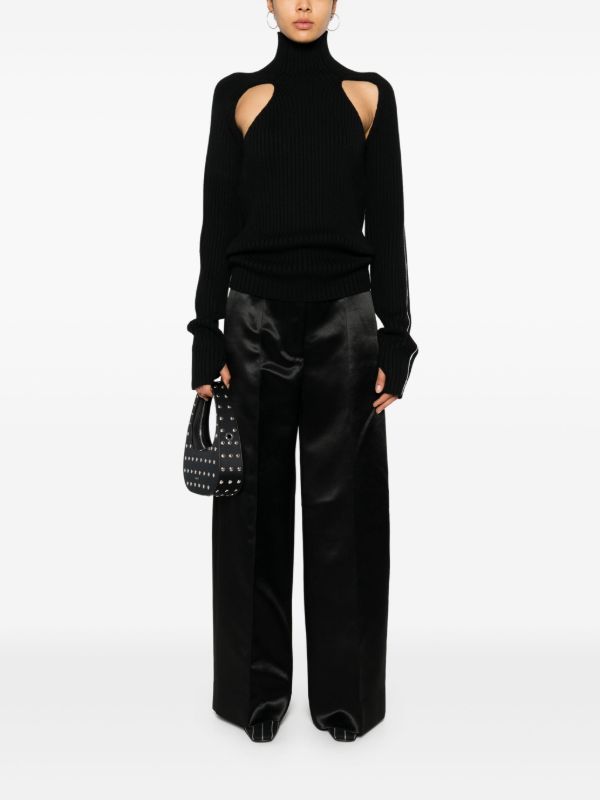 Browns Peter Do Black Wide-Leg Satin Trousers | Browns Wide-Leg Pants