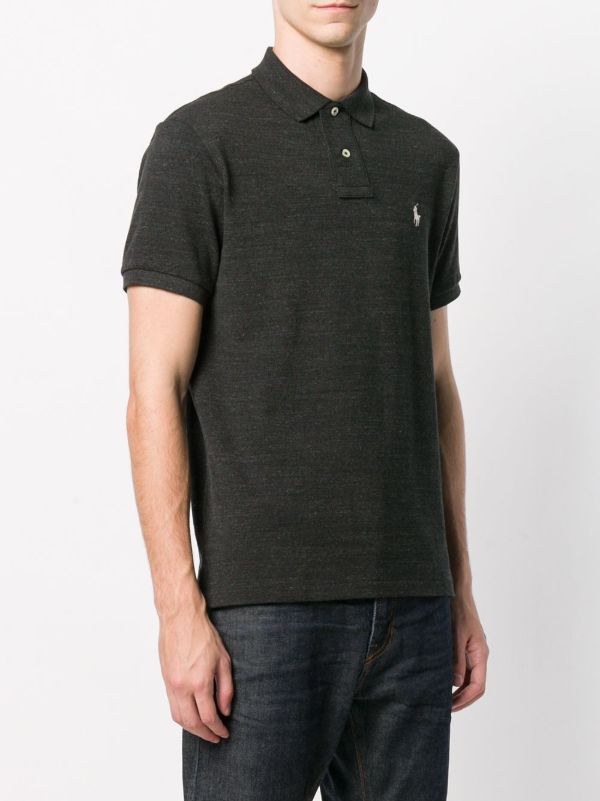 Browns Polo Ralph Lauren Black Logo Embroidered Cotton Polo Shirt | Browns Polo Shirts