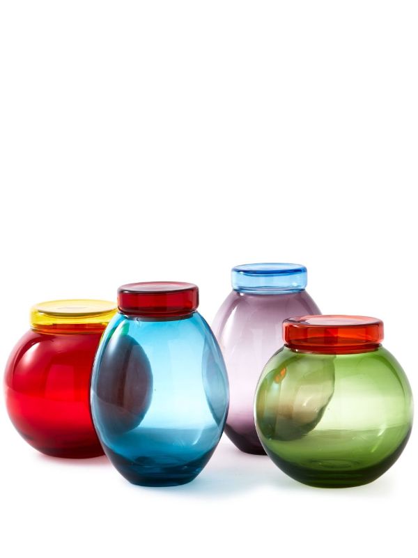 browns POLSPOTTEN Blue Bloated Caps And Jars Set | Browns Glassware