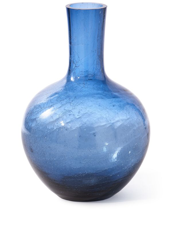 browns POLSPOTTEN blue Crackled Ball Body glass vase | Browns Vases