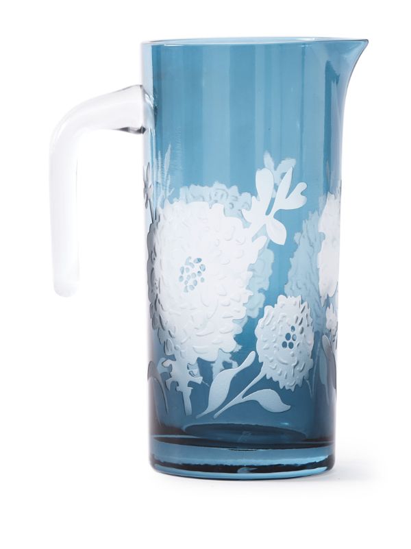 Browns POLSPOTTEN Blue Peony Glass Pitcher | Browns Glassware