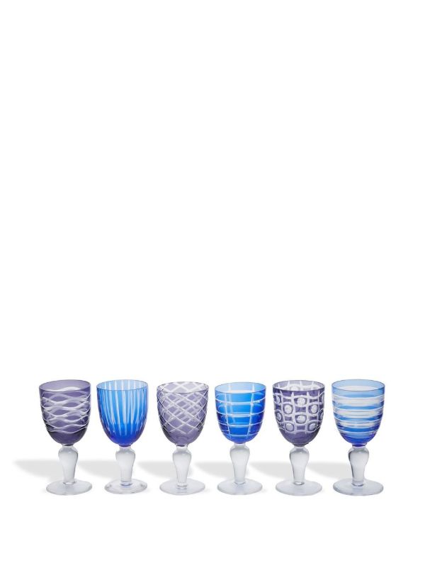 Browns POLSPOTTEN Blue Wine Glasses Set | Browns Glassware