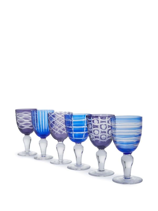 Browns POLSPOTTEN Blue Wine Glasses Set | Browns Glassware