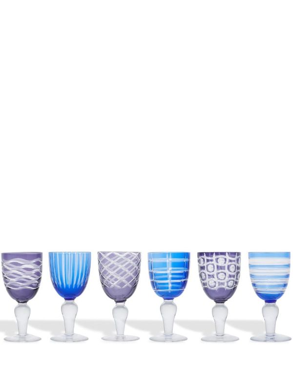 browns POLSPOTTEN Blue Wine Glasses Set | Browns Glassware