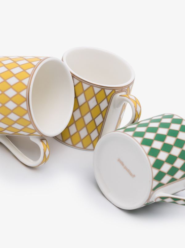Browns POLSPOTTEN Green And Yellow Chess Espresso Cup Set | Browns Cups & Tea Sets
