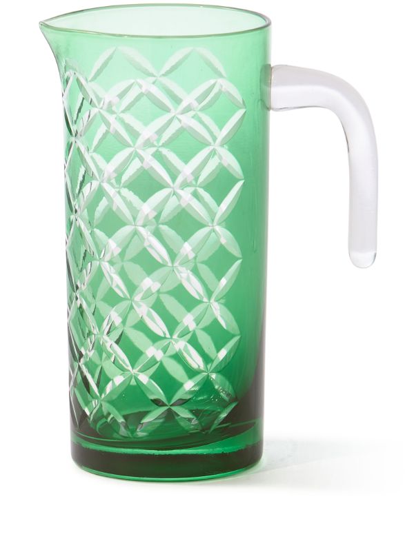 browns POLSPOTTEN green Cutting class pitcher | Browns Glassware