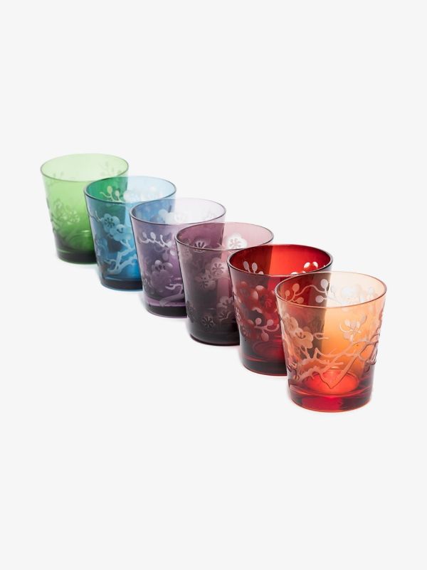 browns POLSPOTTEN multicolour Blossom glass set | Browns Glassware