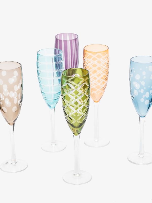 Browns POLSPOTTEN Multicolour Champagne Glass Set | Browns Glassware