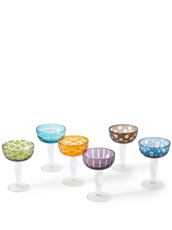 browns POLSPOTTEN multicolour Cuttings Coupe glass set | Browns Glassware