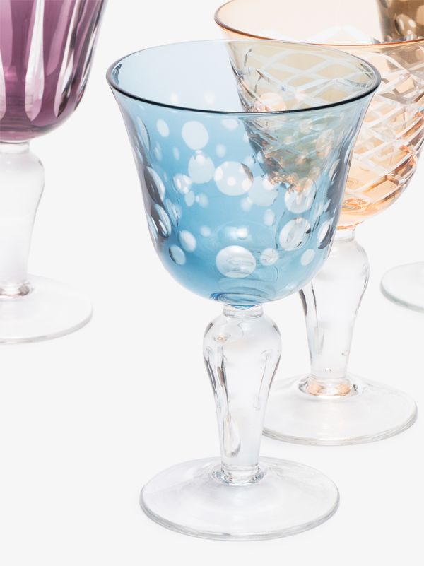 Browns POLSPOTTEN Multicolour Cuttings Wine Glass Set | Browns Glassware