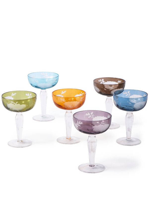 browns POLSPOTTEN Multicolour Peony Coupe Glass Set | Browns Glassware