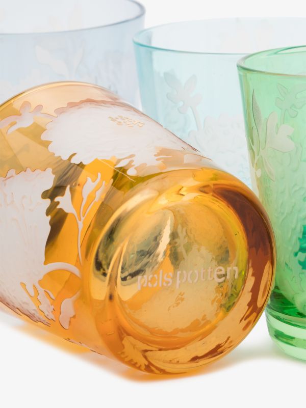 Browns POLSPOTTEN Multicolour Peony Drinking Glass Set | Browns Glassware