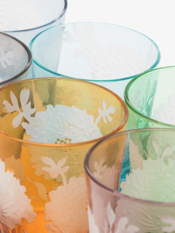 Browns POLSPOTTEN Multicolour Peony Drinking Glass Set | Browns Glassware