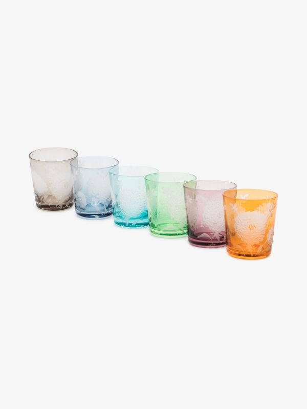 browns POLSPOTTEN multicolour Peony drinking glass set | Browns Glassware