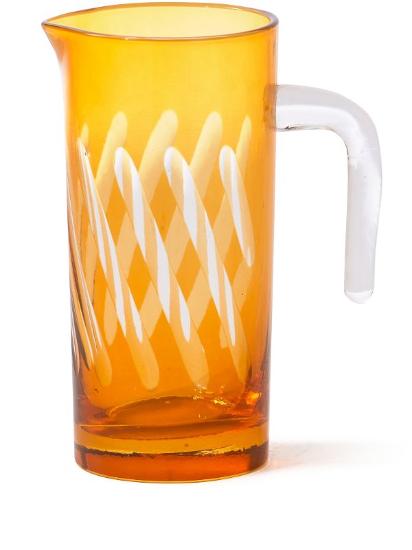 browns POLSPOTTEN orange Tubular glass pitcher | Browns Glassware