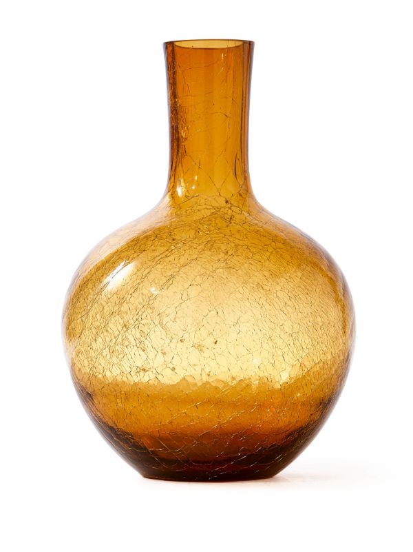 Browns POLSPOTTEN Yellow Crackled Ball Body Glass Vase | Browns Vases