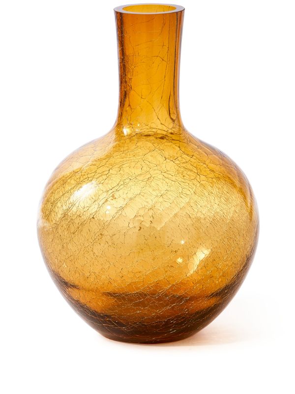 browns POLSPOTTEN yellow Crackled Ball Body glass vase | Browns Vases