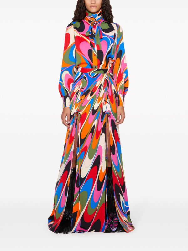 Browns PUCCI Blue Onde-print Maxi Skirt | Browns A-Line Skirts