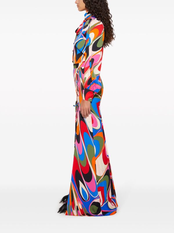 Browns PUCCI Blue Onde-print Maxi Skirt | Browns A-Line Skirts