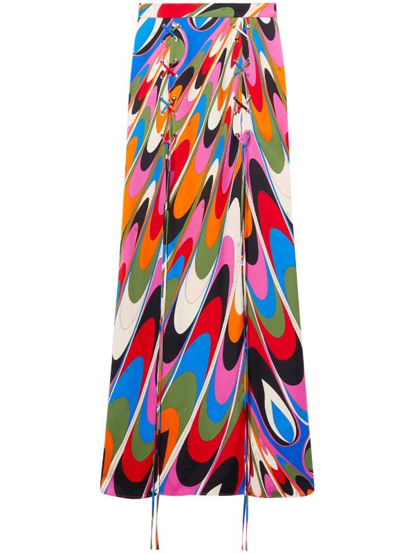 browns PUCCI blue Onde-print maxi skirt | Browns A-Line Skirts