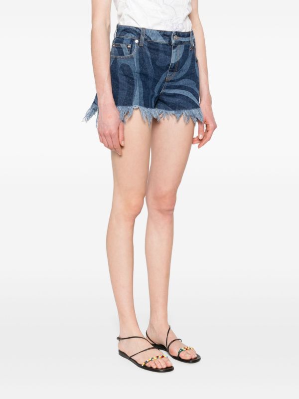 Browns PUCCI Printed Denim Shorts | Browns Denim Shorts