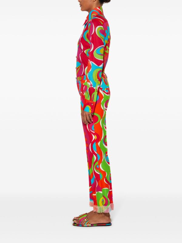 Browns PUCCI Red Bersaglio-Print Cotton Trousers | Browns Cropped Pants