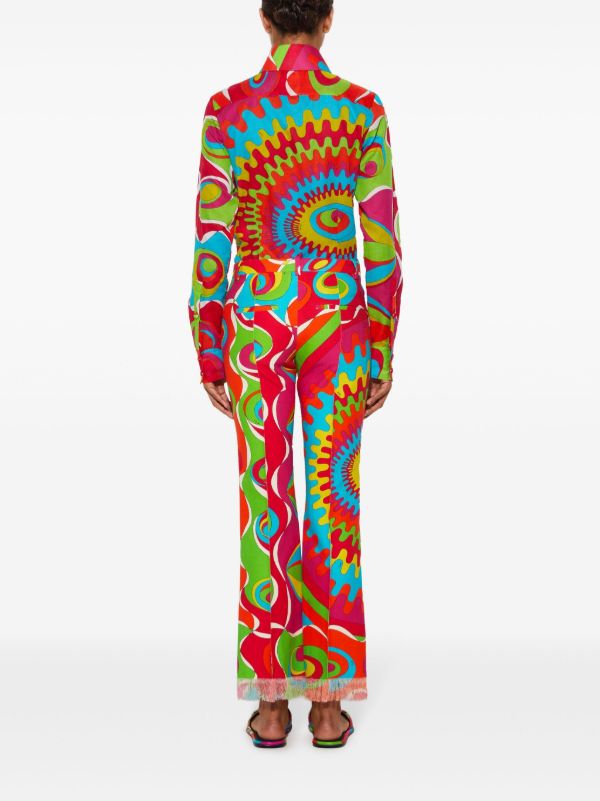 Browns PUCCI Red Bersaglio-Print Cotton Trousers | Browns Cropped Pants