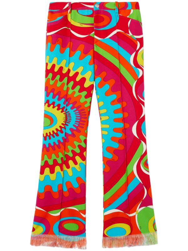 browns PUCCI Red Bersaglio-Print Cotton Trousers | Browns Cropped Pants