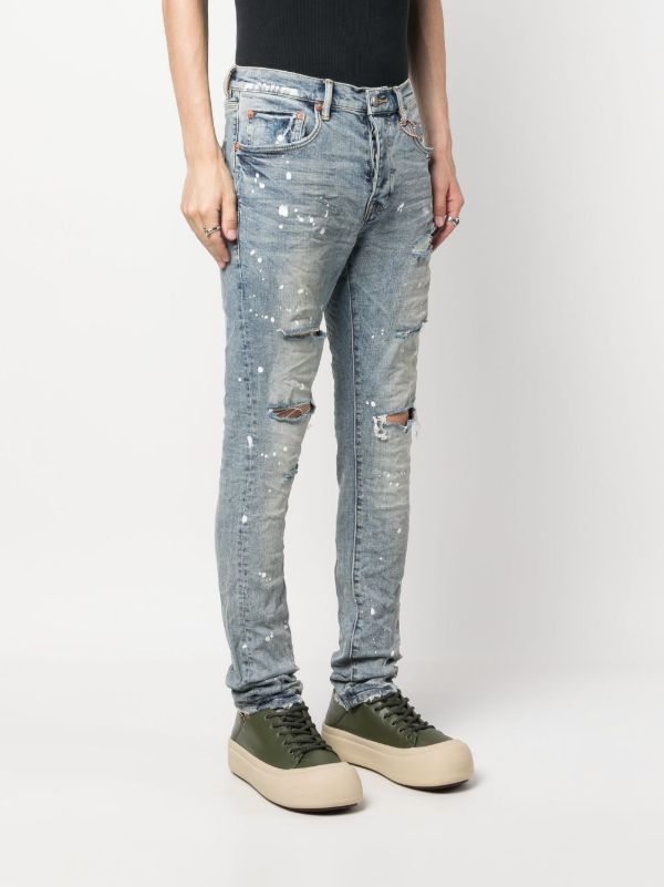Browns Purple Brand Blue Splashed Ripped Jeans | Browns Skinny Jeans