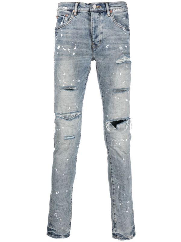 browns Purple Brand Blue Splashed Ripped Jeans | Browns Skinny Jeans