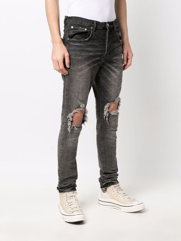 Browns Purple Brand Grey Distressed Slim Jeans | Browns Slim-Fit Jeans