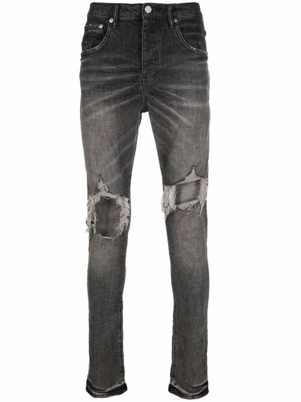 browns Purple Brand Grey Distressed Slim Jeans | Browns Slim-Fit Jeans