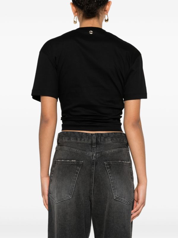 Browns Rabanne Black Cropped Cotton T-shirt | Browns T-Shirts & Jersey Shirts