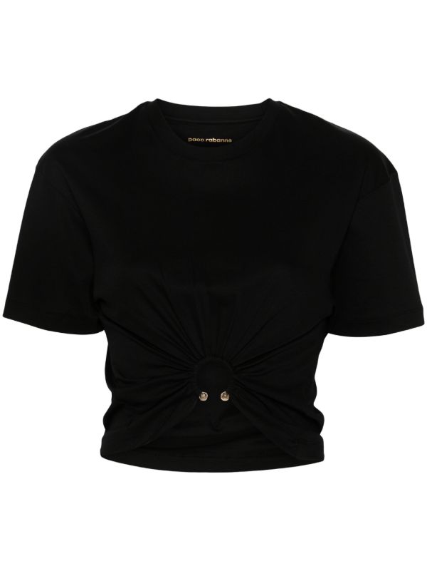browns Rabanne Black Cropped Cotton T-shirt | Browns T-Shirts & Jersey Shirts