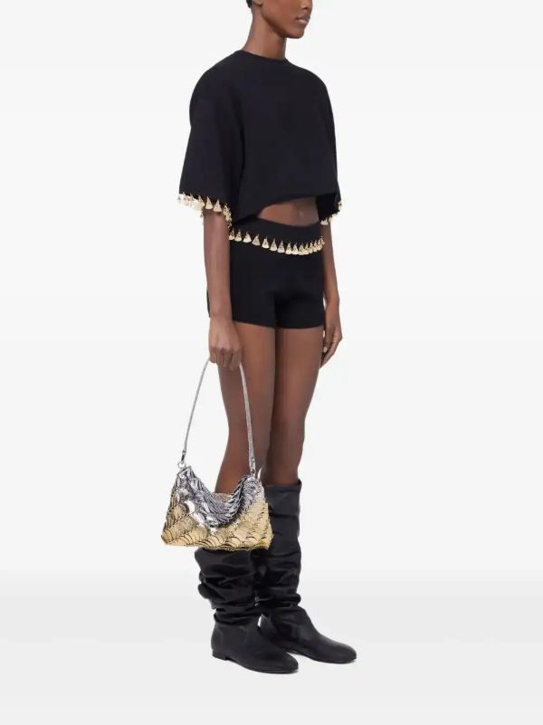 Browns Rabanne Black Embellished Cropped Sweater | Browns T-Shirts & Jersey Shirts