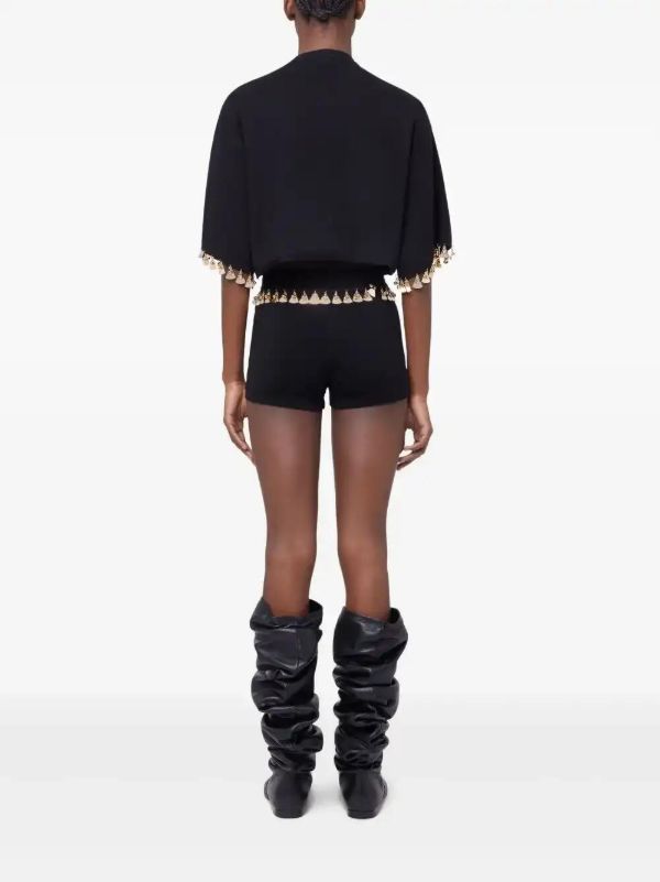 Browns Rabanne Black Embellished Cropped Sweater | Browns T-Shirts & Jersey Shirts