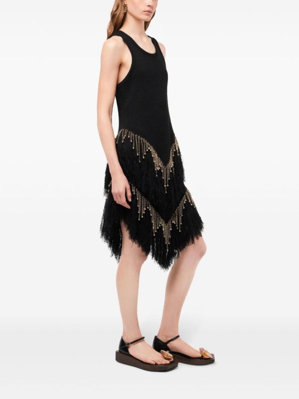 Browns Rabanne Black Feather Trim Linen Skirt | Browns High-Waisted Skirts