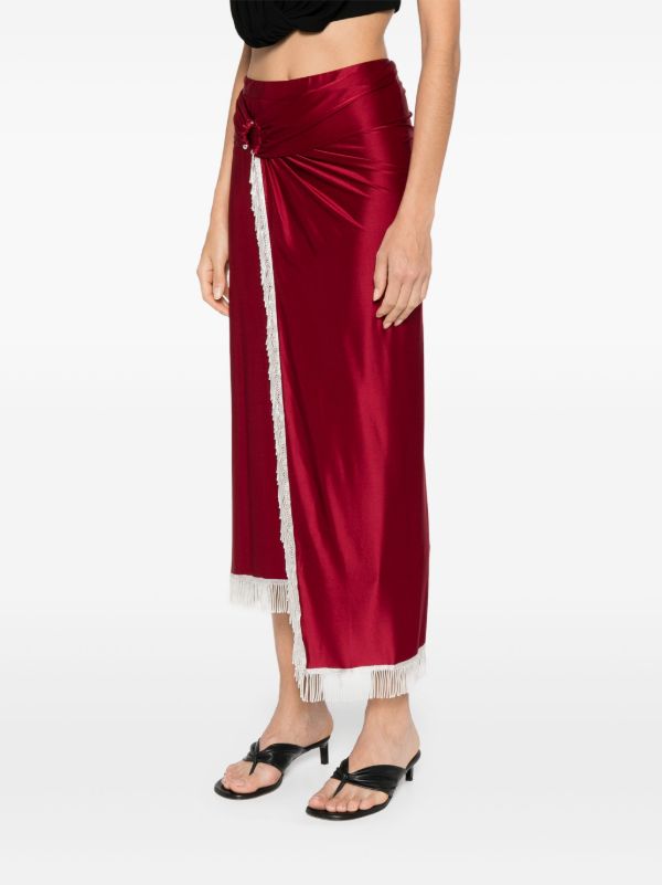 Browns Rabanne Ring-detail Fringed Midi Skirt | Browns Asymmetric & Draped Skirts