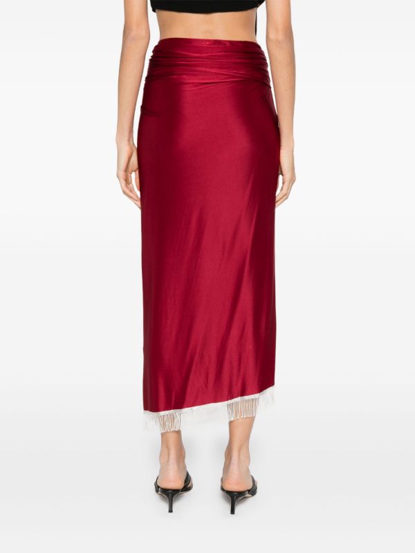 Browns Rabanne Ring-detail Fringed Midi Skirt | Browns Asymmetric & Draped Skirts