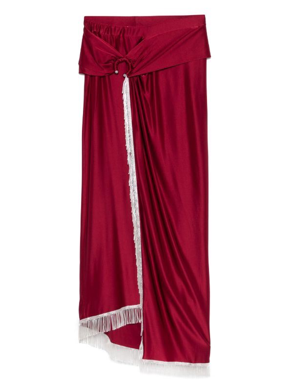 browns Rabanne ring-detail fringed midi skirt | Browns Asymmetric & Draped Skirts
