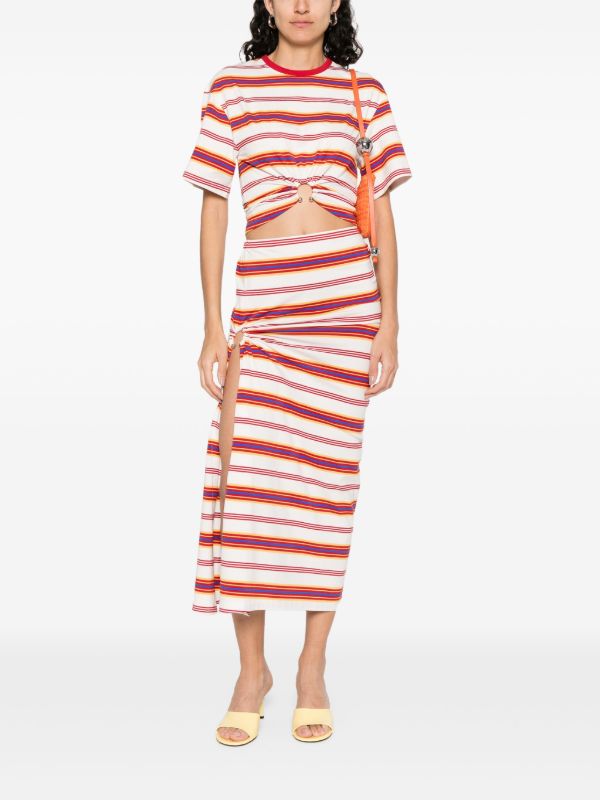 Browns Rabanne Striped Midi Skirt | Browns Fitted Skirts