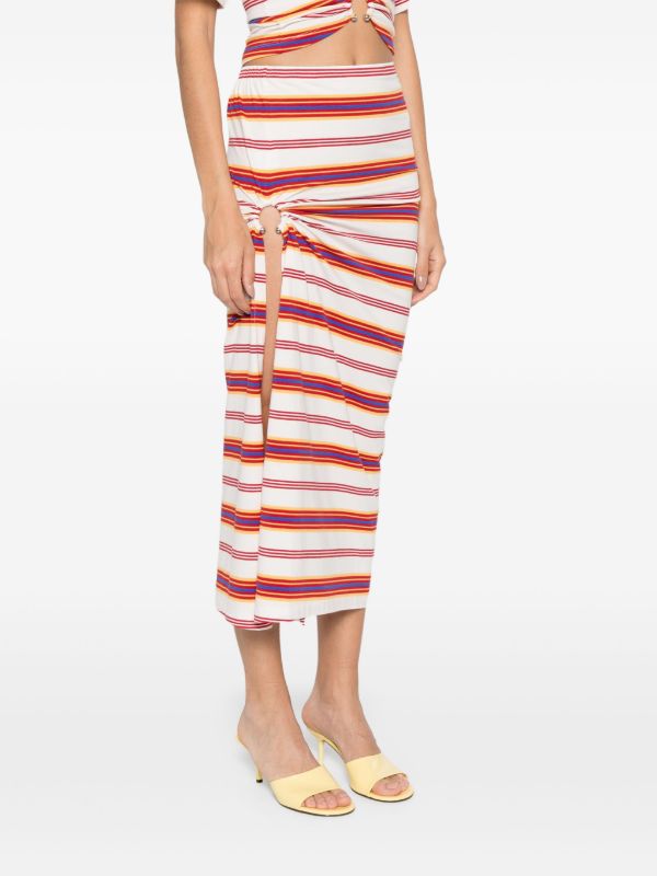 Browns Rabanne Striped Midi Skirt | Browns Fitted Skirts
